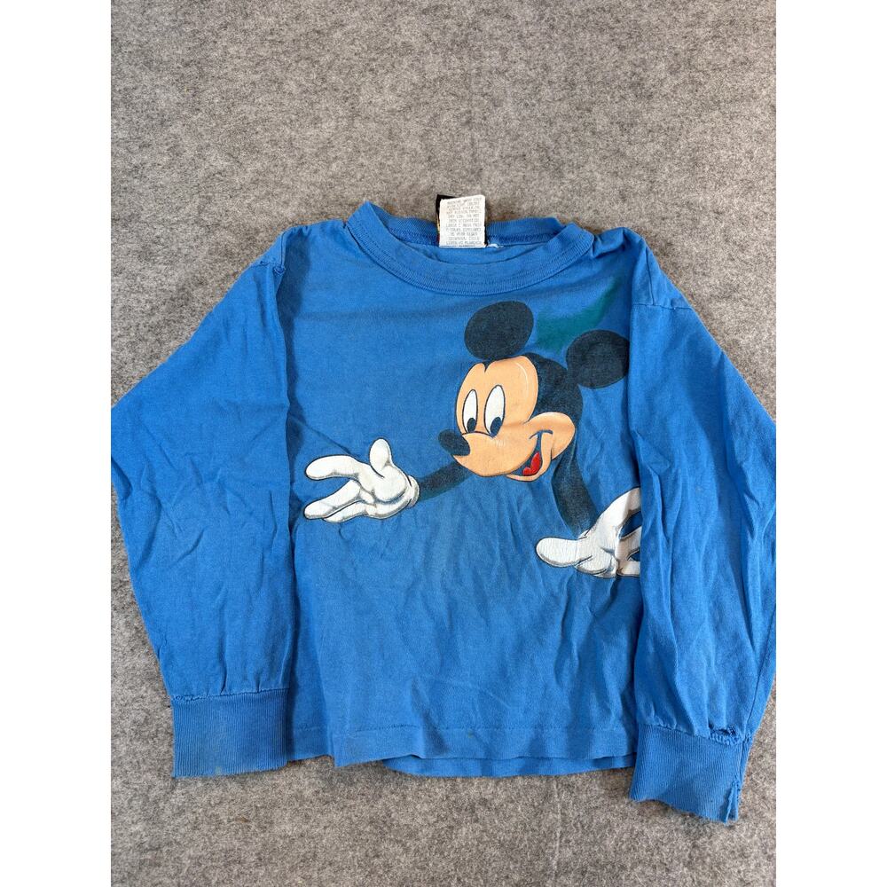 Vintage 90s Mickey Unlimited Long Sleeve T Shirt  Boys XS Blue Double Sided USA